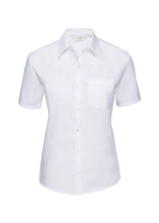 Russell Z937F Classic Pure Cotton Poplin Shirt Short Sleeve Regular Fit Dames