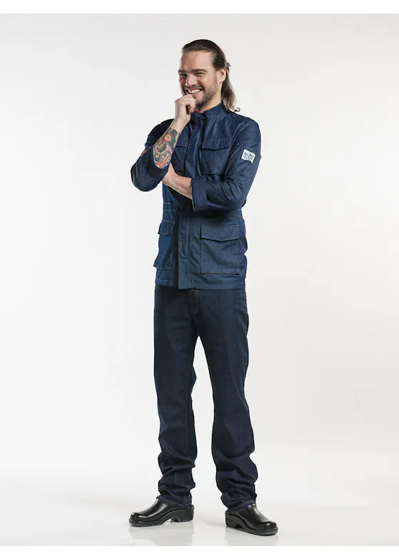 Chaud Devant Chef Jacket Parka Blue Denim