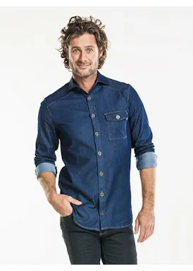 Chaud Devant Men Blue Denim Stretch