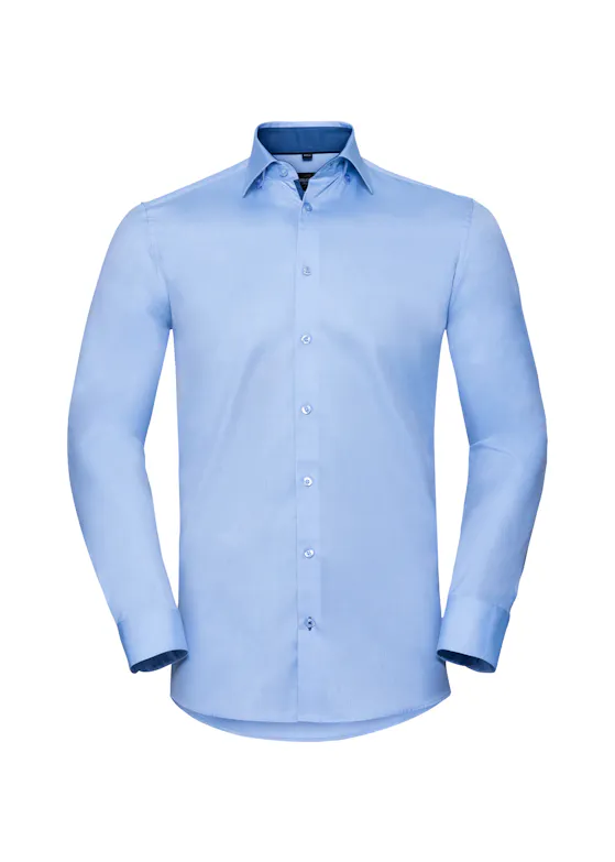 Russell Z964 Herringbone Shirt Long Sleeve Tailored Contrast Regular Fit