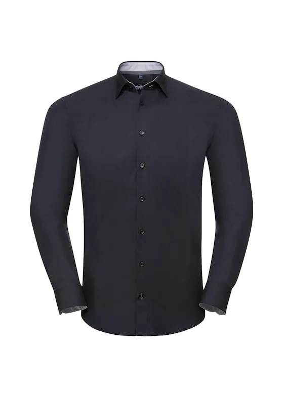 Russell Z966 Shirt Long Sleeve Tailored Contrast Ultimate Stretch Regular Fit