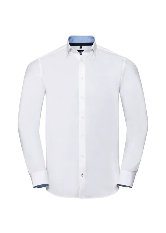 Russell Z966 Shirt Long Sleeve Tailored Contrast Ultimate Stretch Regular Fit