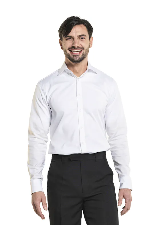 Chaud Devant Heren Wit Stretch Overhemd