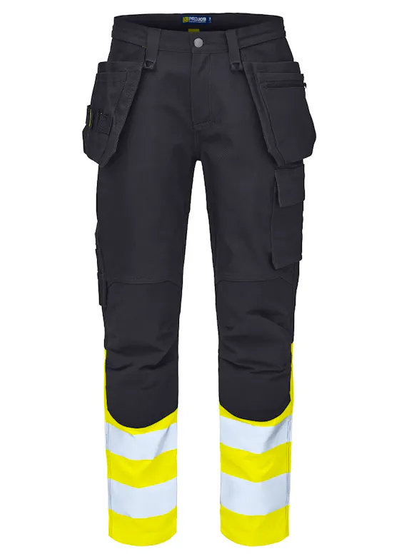 Projob 6560 Signalisatie Stretchbroek Met Kniezakken En Spijkerzakken EN ISO 20471 Klasse 1