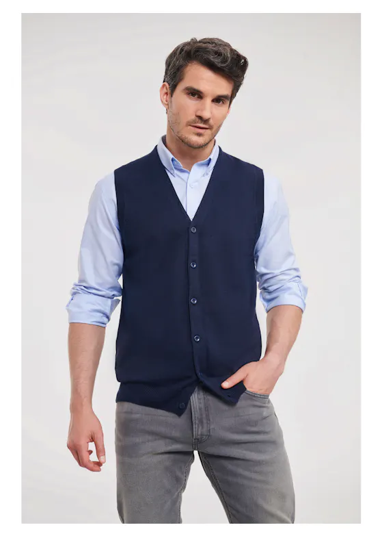 Russell Z719M V-Neck Sleeveless Knitted Cardigan Regular Fit