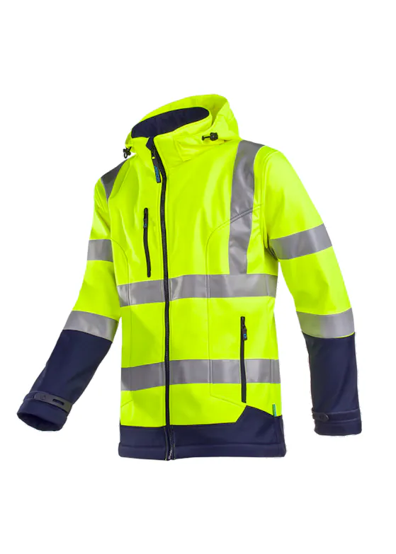Sioen Gelamineerde Signalisatie Softshell Jas met Afneembare Kap Fuller 9933A2TU1