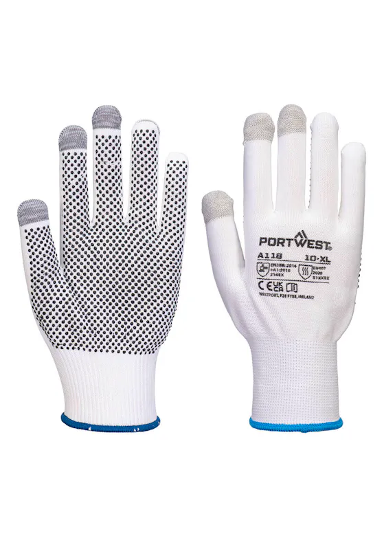 Portwest Grip 13 PVC Dotted Touchscreen Handschoen (12 Paar)