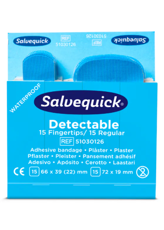 Cederroth Salvequick Blue Detectable Pleisters Vingertop/Normaal 30 stuks (13359314)
