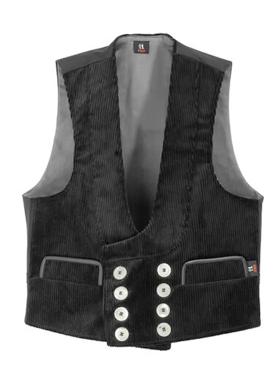FHB Fritz Zunft-60616 Gilet Trenkercord Driedraads Met Echt Leer Regular Fit