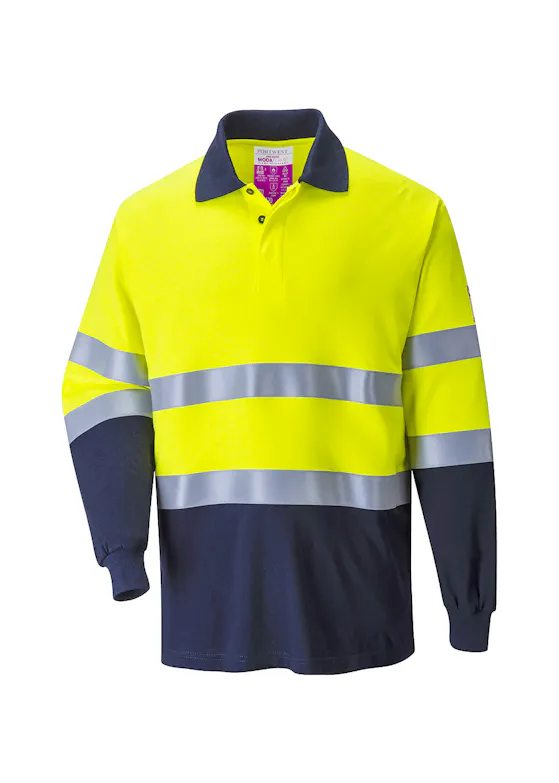 Portwest FR74YN Poloshirt FR Hi-Vis 2-Tone Regular Fit