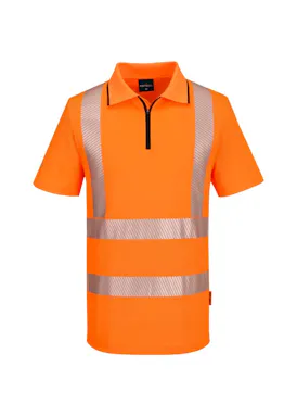 Portwest KX3 Polo Korte Mouw met Rits KX302 Hi-Vis