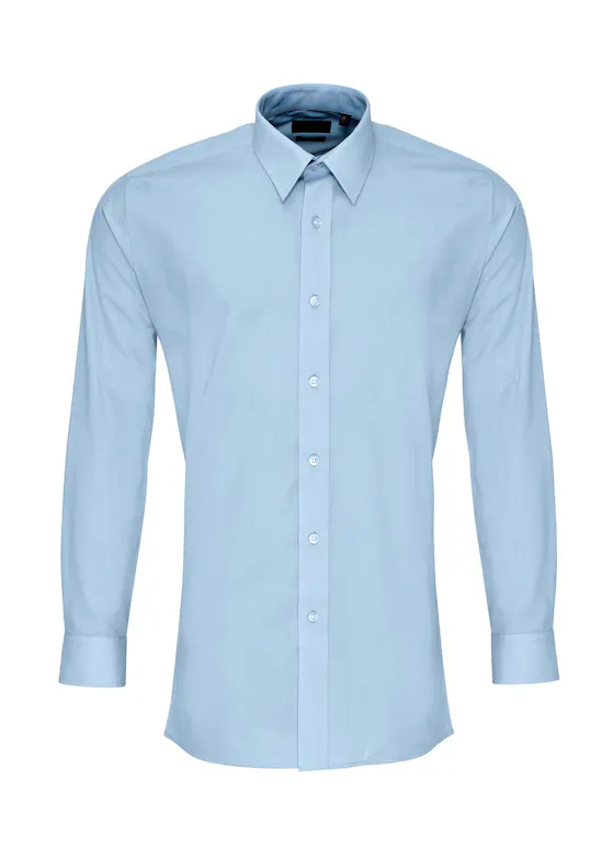 Premier PW204 Poplin Shirt Long Sleeve Slim Fit