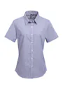 Premier Microcheck (Gingham) PW321 Cotton Shirt Short Sleeve Regular Fit Dames miniatuur