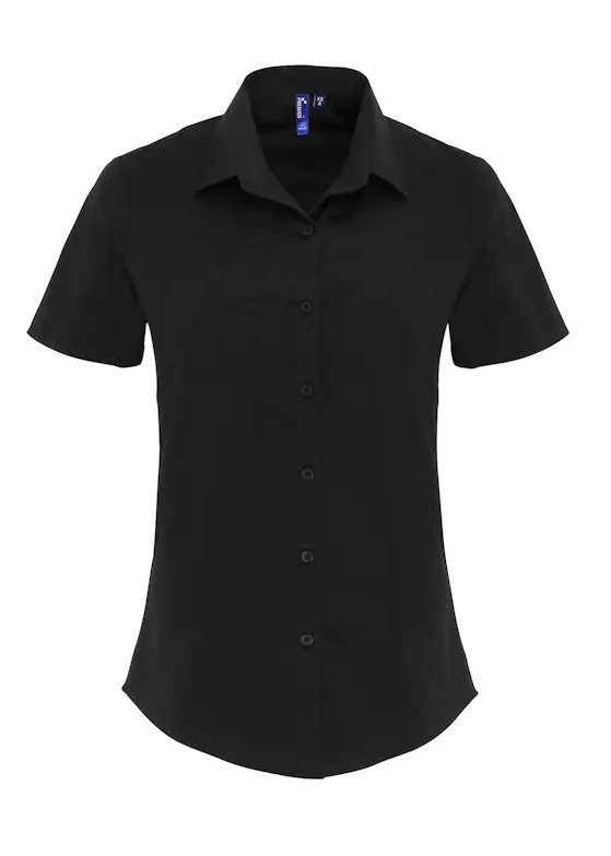 Premier PW346 Poplin Cotton Shirt Short Sleeve Stretch Dames