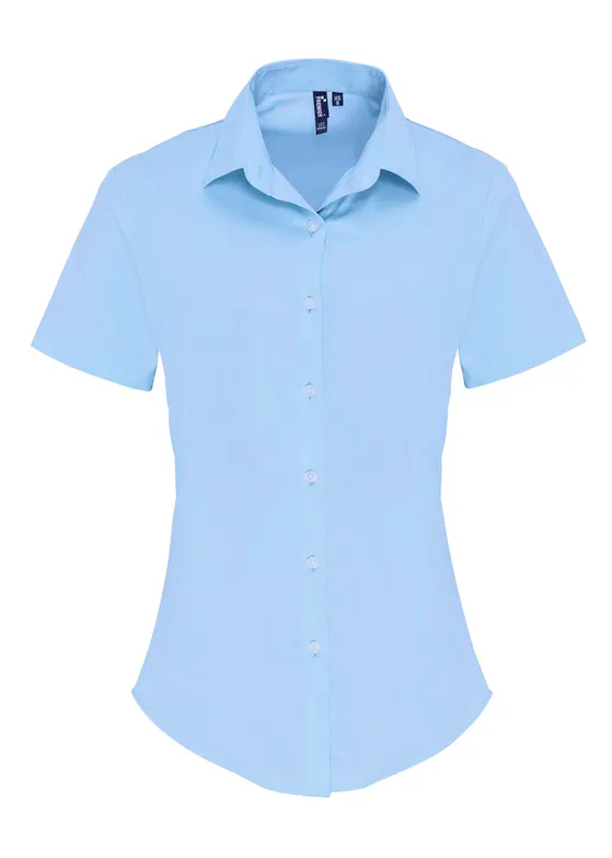 Premier PW346 Poplin Cotton Shirt Short Sleeve Stretch Dames