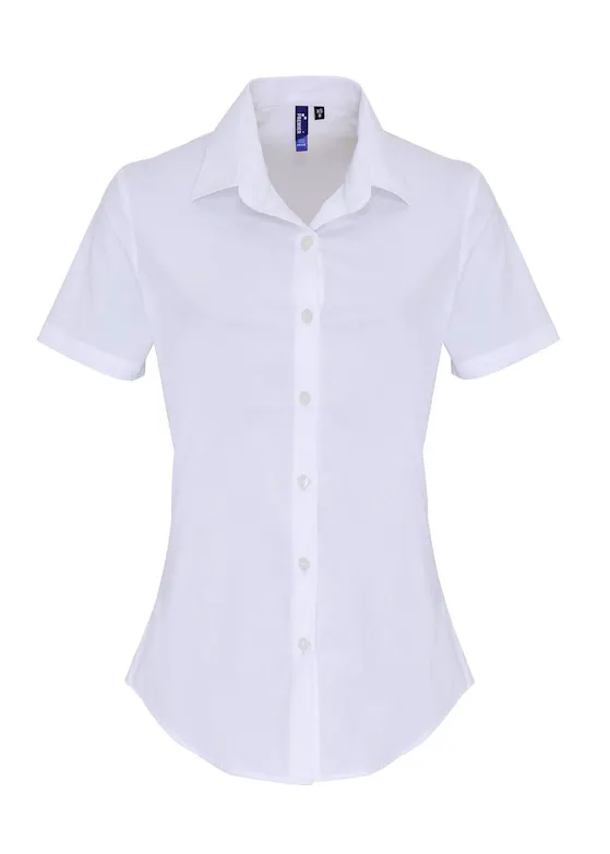 Premier PW346 Poplin Cotton Shirt Short Sleeve Stretch Dames