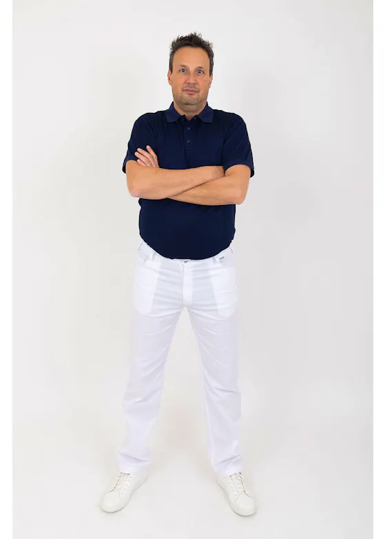 SHAE Care Heren Pantalon slim-fit James wit 25291A