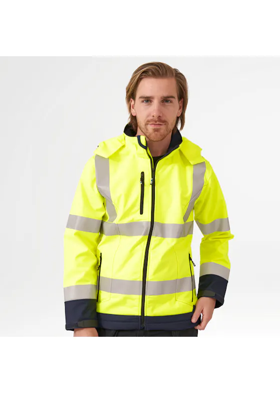 Sioen Gelamineerde Signalisatie Softshell Jas met Afneembare Kap Fuller 9933A2TU1